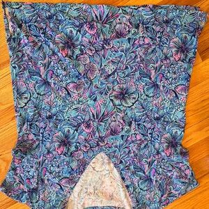 Lilly Pulitzer Blue and Pink Floral Short Sleeve Top